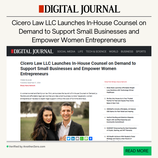 Cicero Law LLC Featured in Digital Journal: Exciting New Developments Ahead!