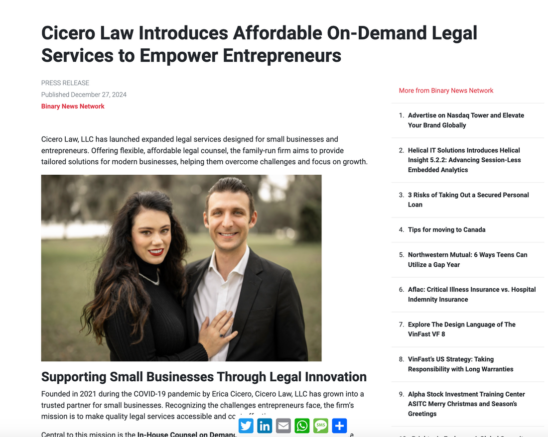 Cicero Law Introduces Affordable On-Demand Legal Services: A New Era of Accessible Legal Support